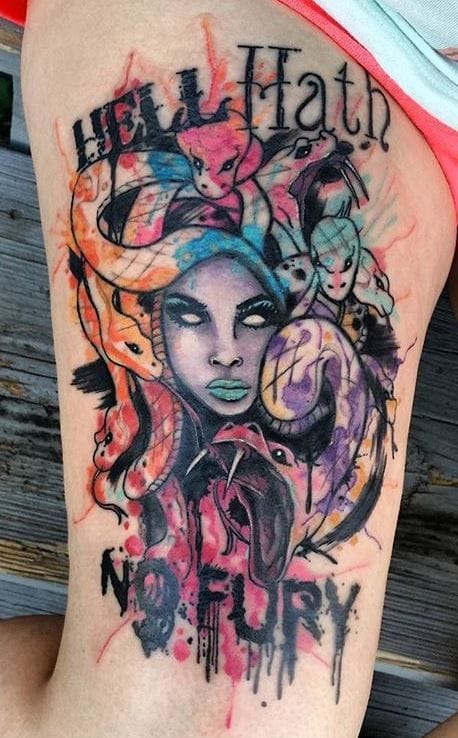 watercolor medusa tattoo
