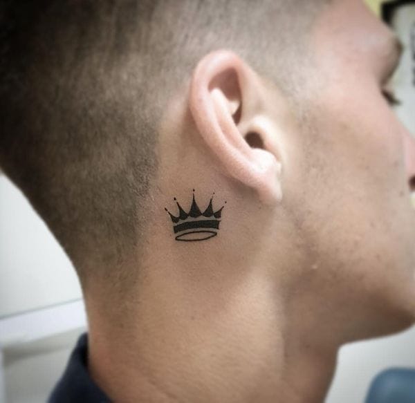 behind ear crown tattoo