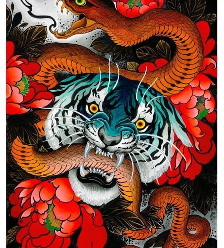 tiger and snake tattoo