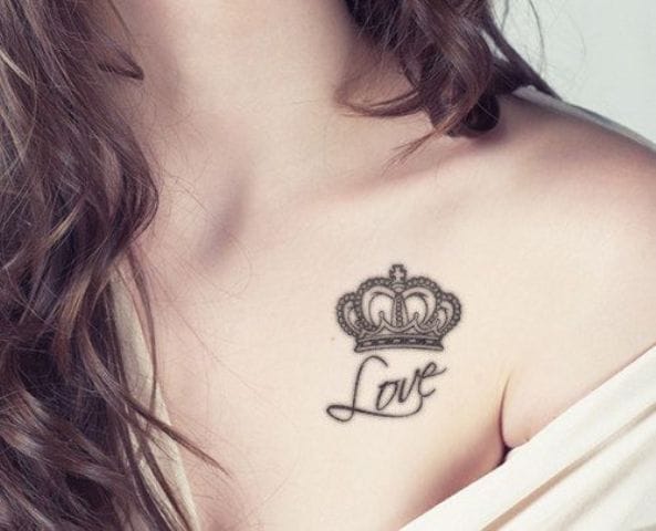 collarbone crown tattoo