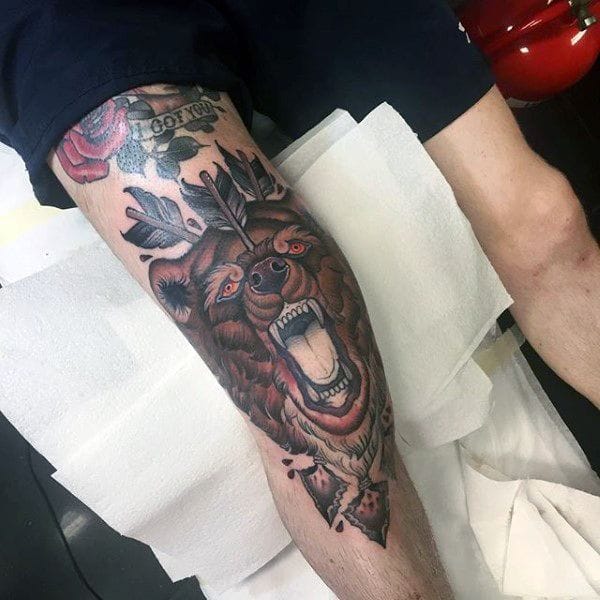 animal knee tattoo