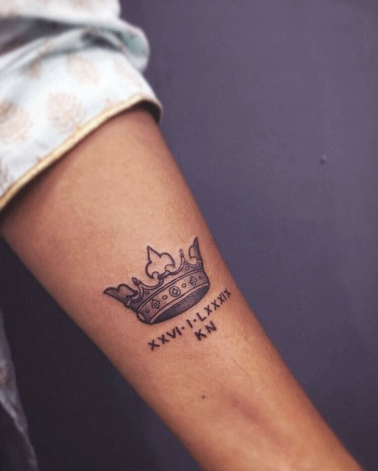roman numeral crown tattoo
