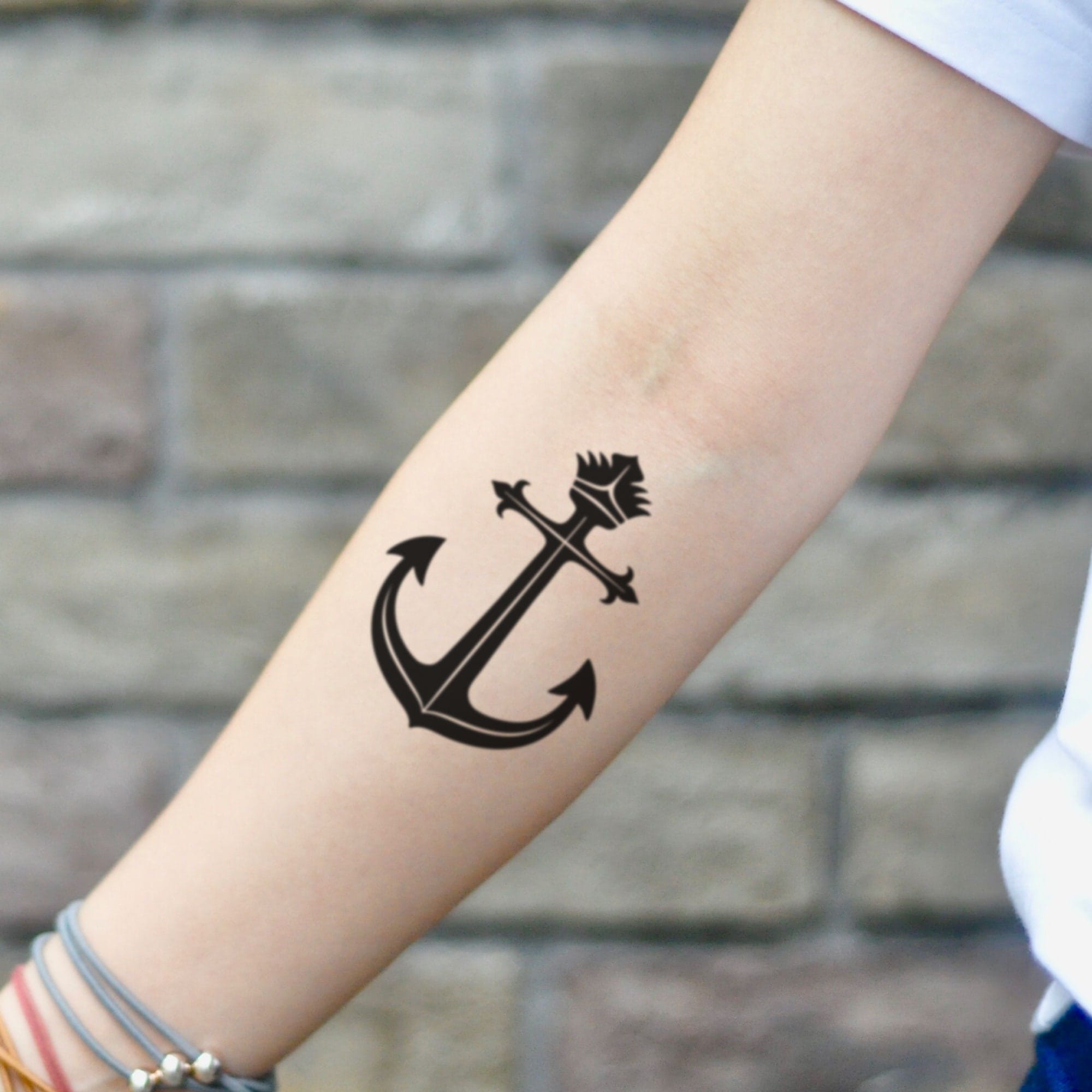 anchor underneath crown tattoo