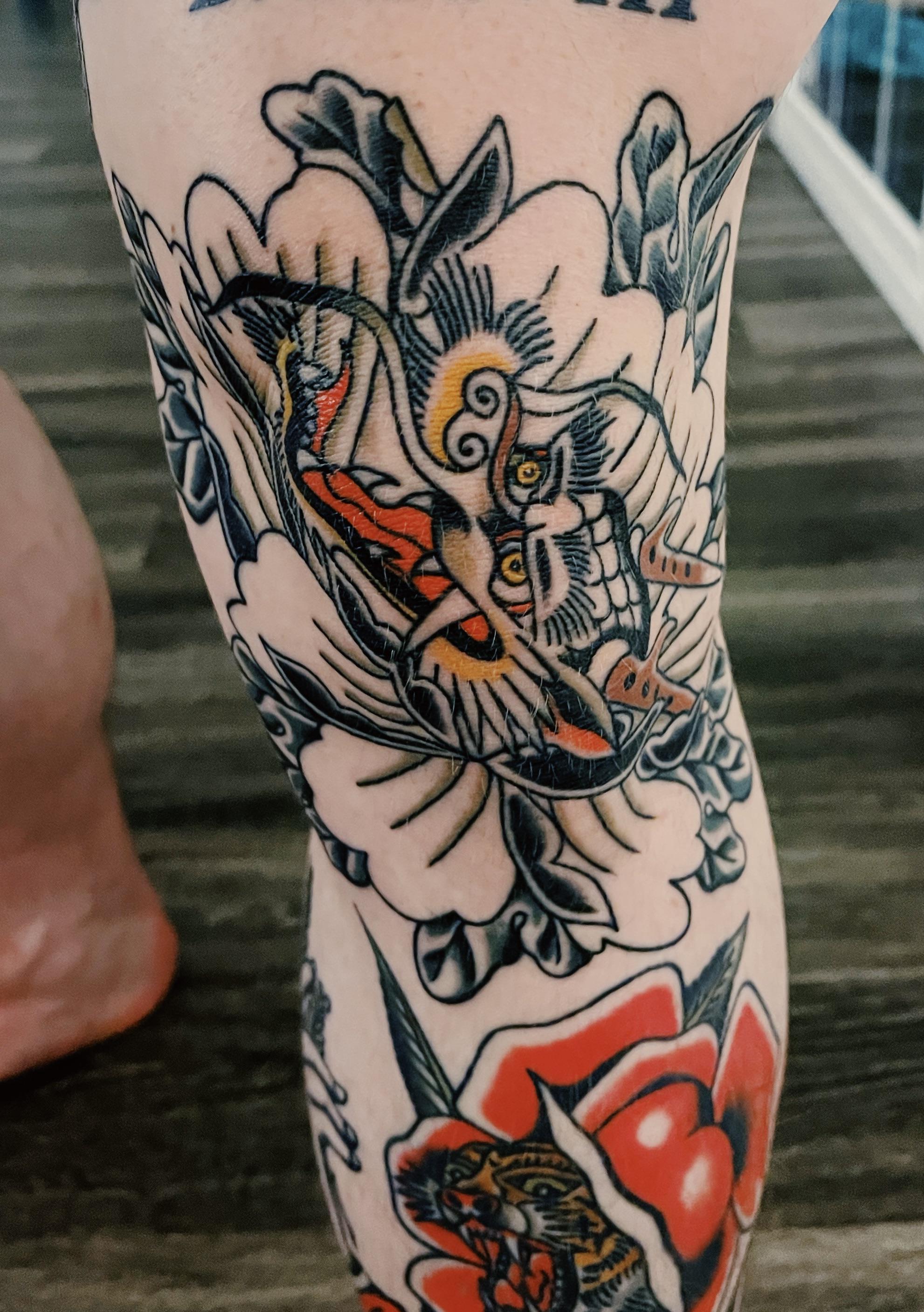 dragon knee tattoo