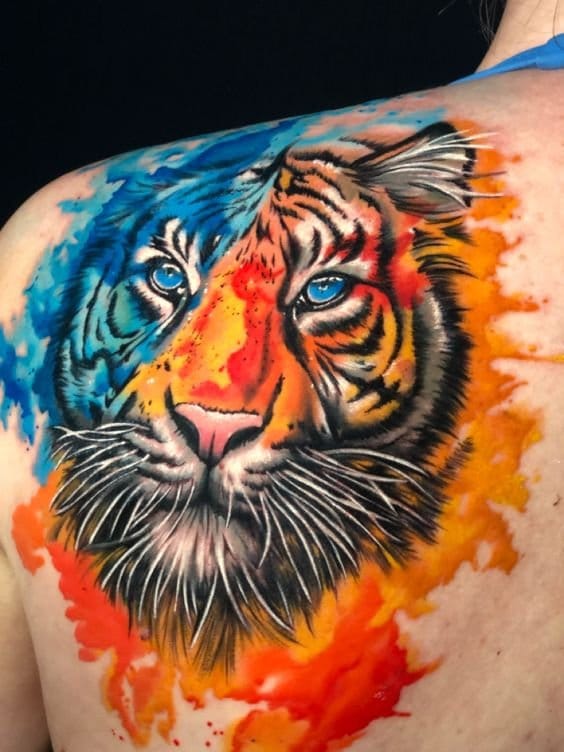 colorful tiger tattoo