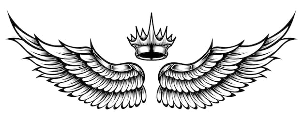 angel wings with crown tattoo