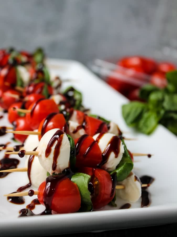 Caprese Skewers with Balsamic Glaze