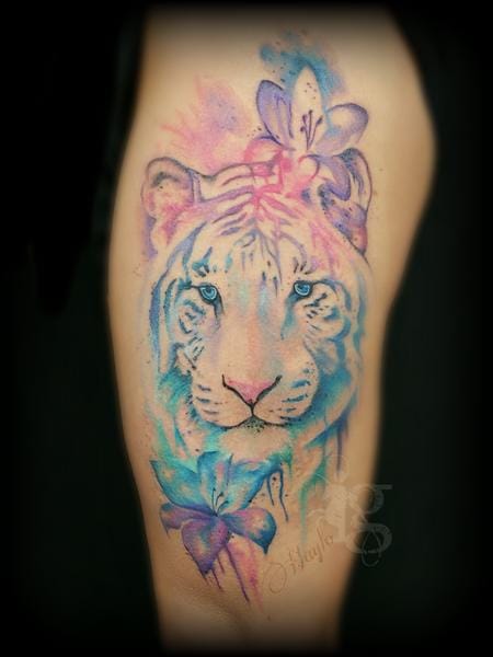 watercolor tiger tattoo