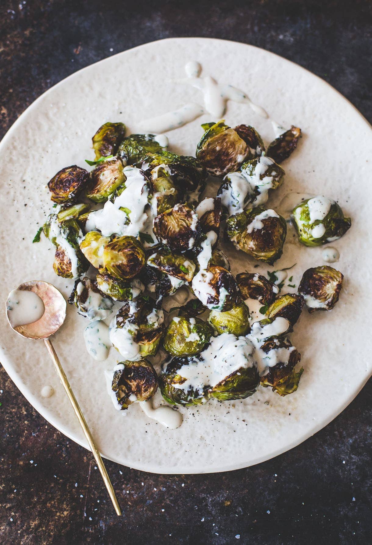 Roasted Brussels Sprouts with Lemon Tahini Sauce