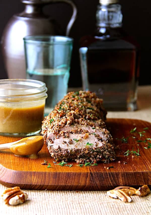 Pecan-Crusted Pork Tenderloin with Bourbon Mustard Sauce