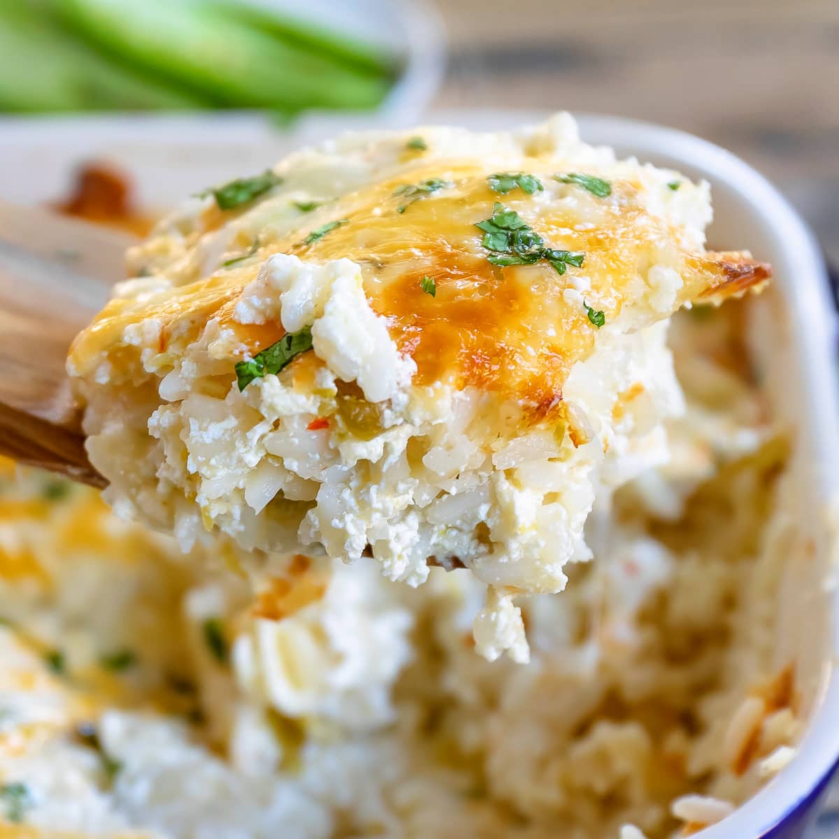 Cheesy Green Chile Rice Casserole