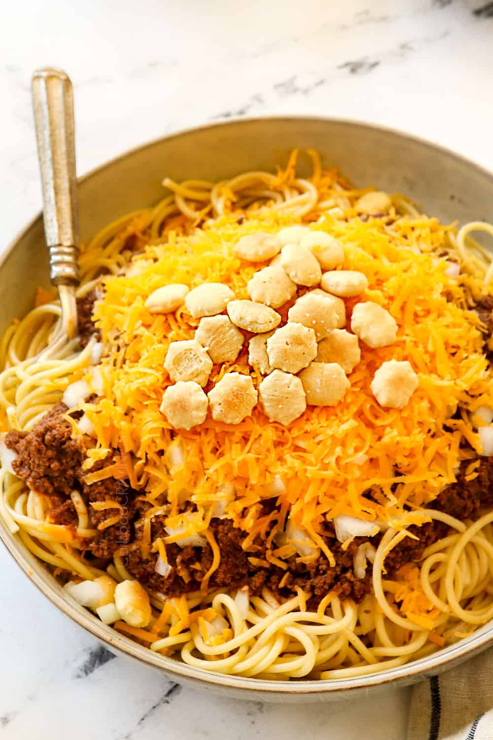 One-Pot Cincinnati Chili Spaghetti Bake
