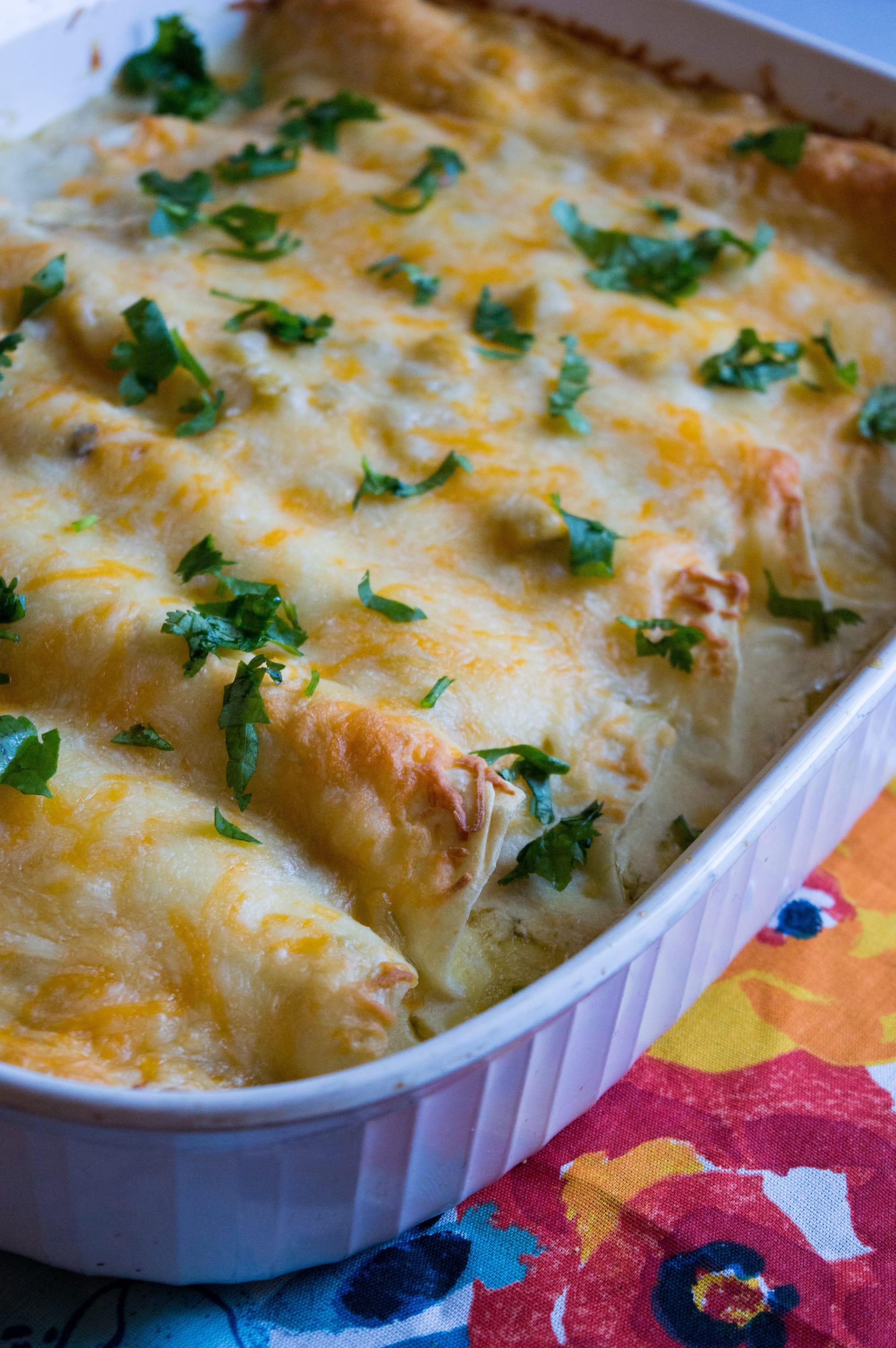 Creamy White Chicken Enchiladas