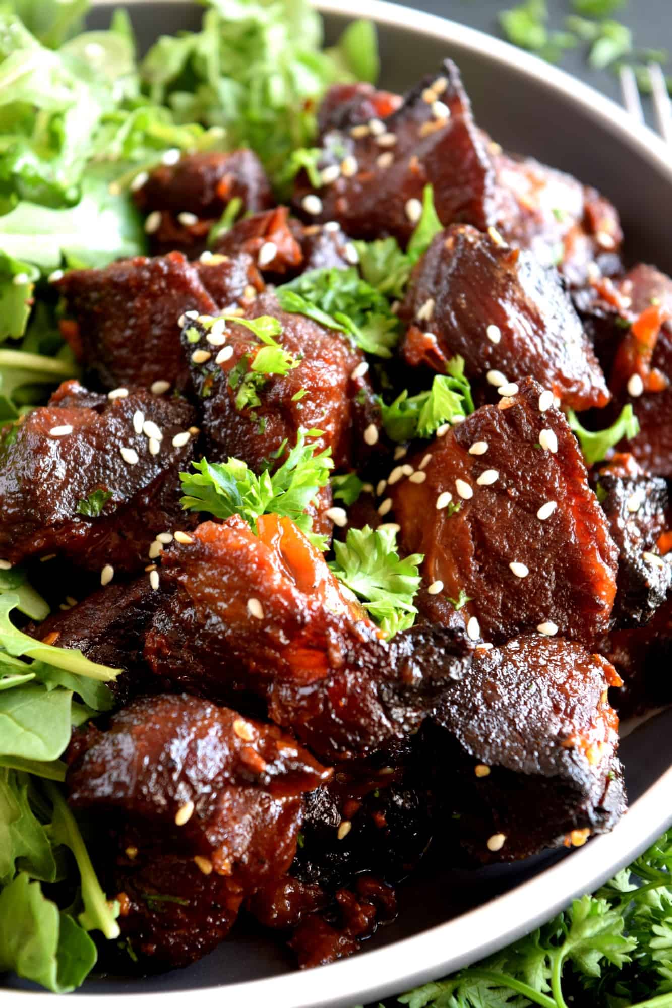 Sticky Garlic Pork Bites