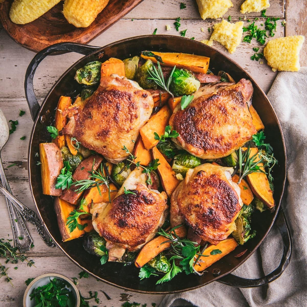 Maple Roasted Chicken Thighs with Veggies