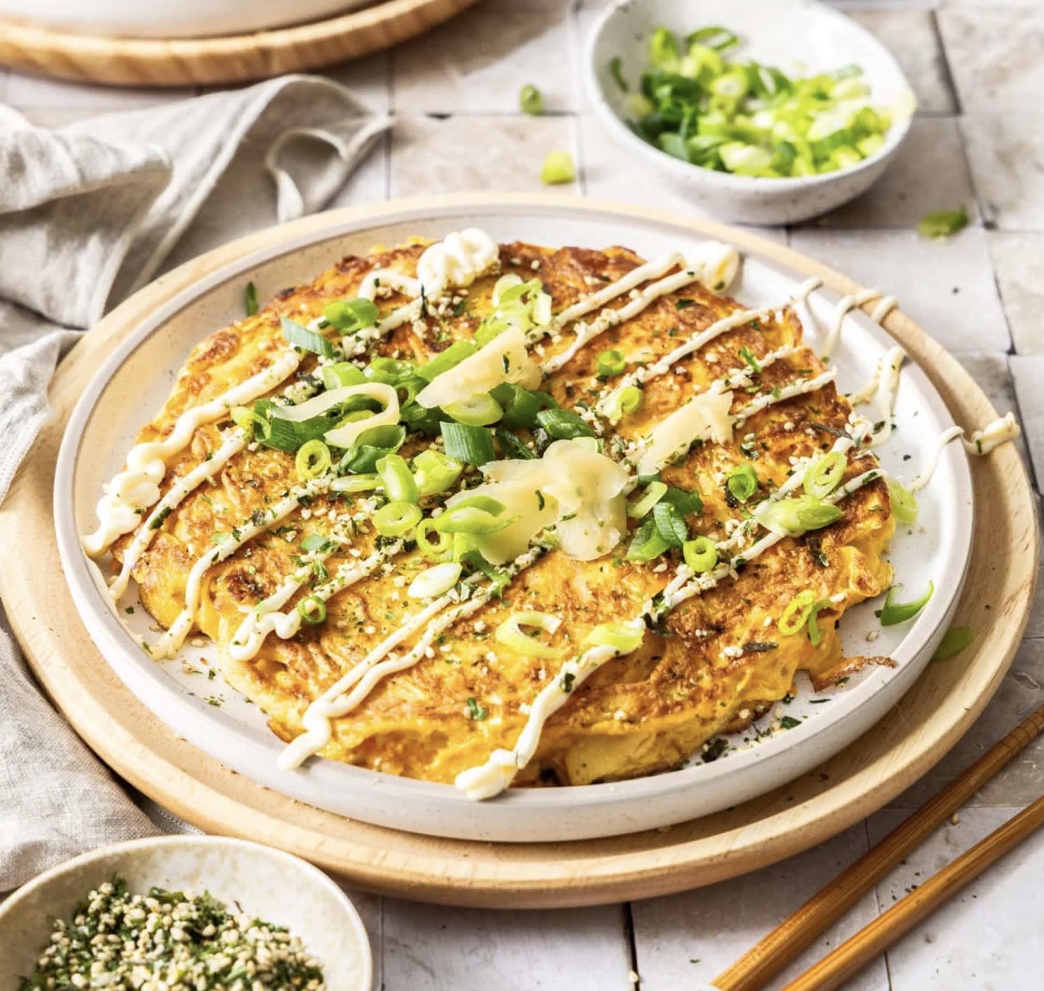 Crispy Cabbage Pancakes (Okonomiyaki)