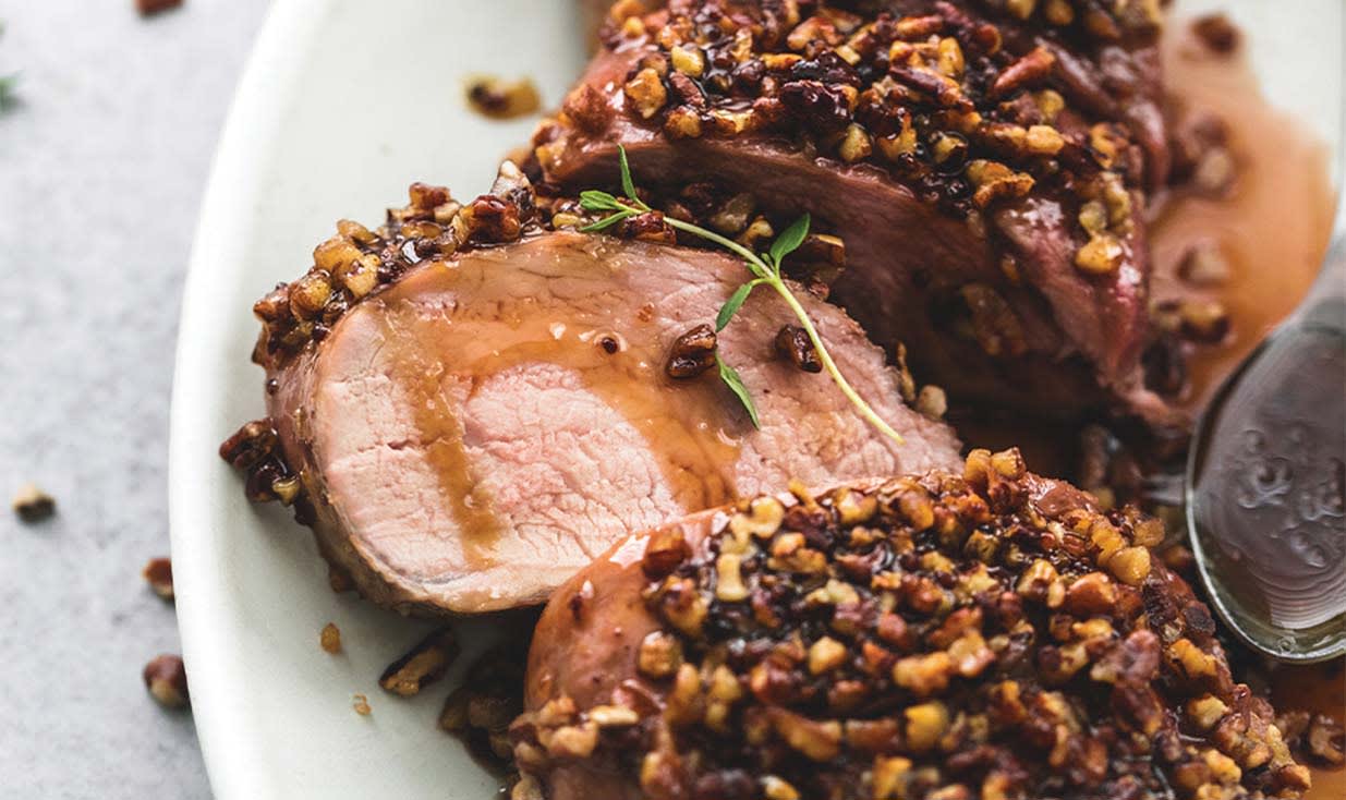 Pecan-Crusted Pork Tenderloin with Bourbon Mustard Sauce