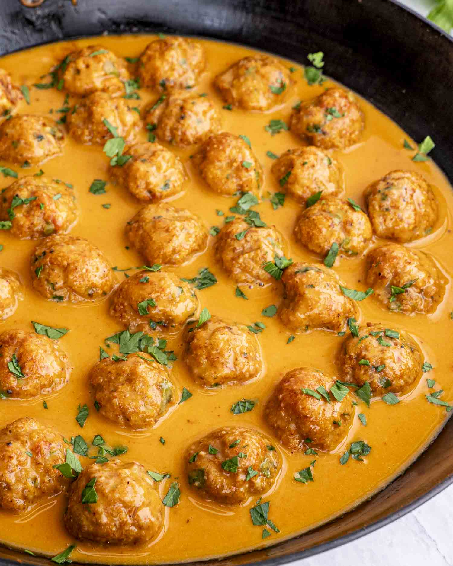 Thai Chicken Meatballs in Peanut Sauce