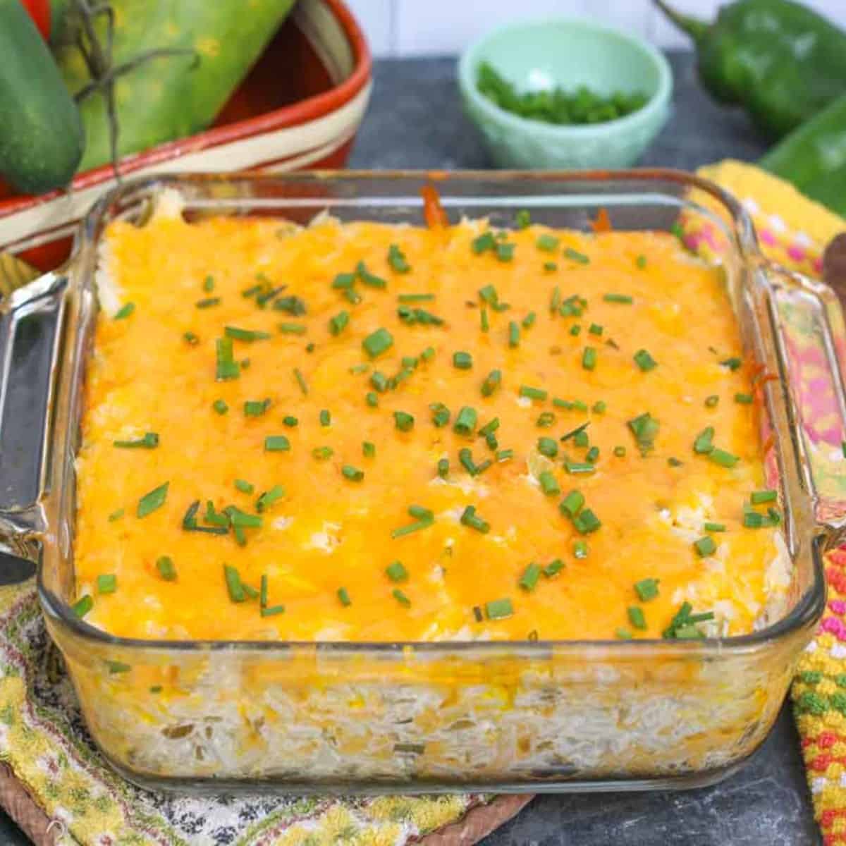 Cheesy Green Chile Rice Casserole