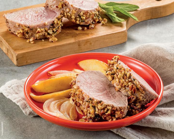 Pecan-Crusted Pork Tenderloin with Bourbon Mustard Sauce