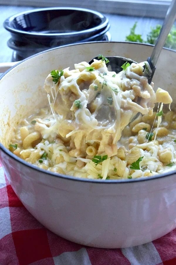 White Chicken Chili Mac and Cheese