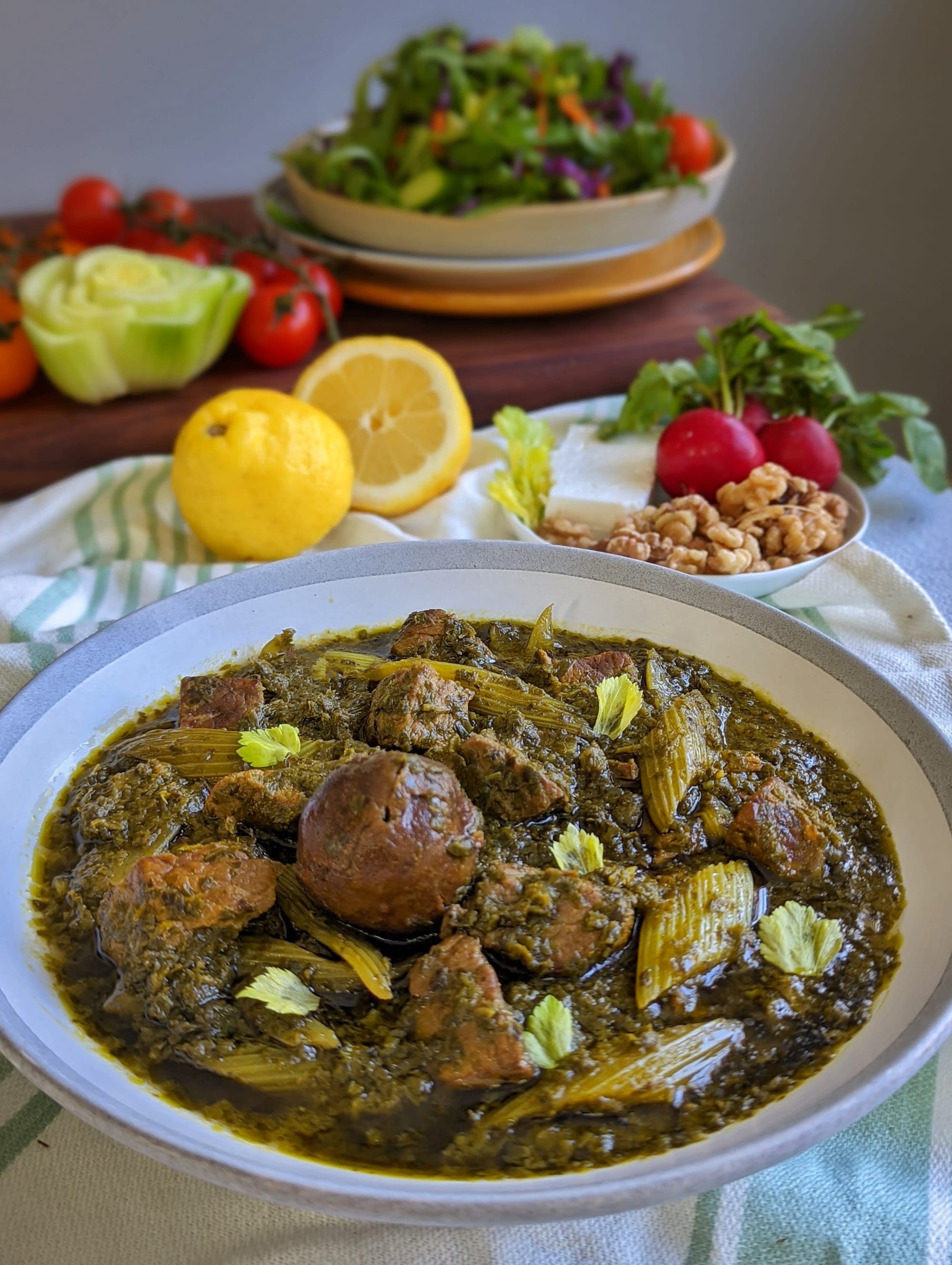 Persian Celery Stew (Khoresh Karafs)