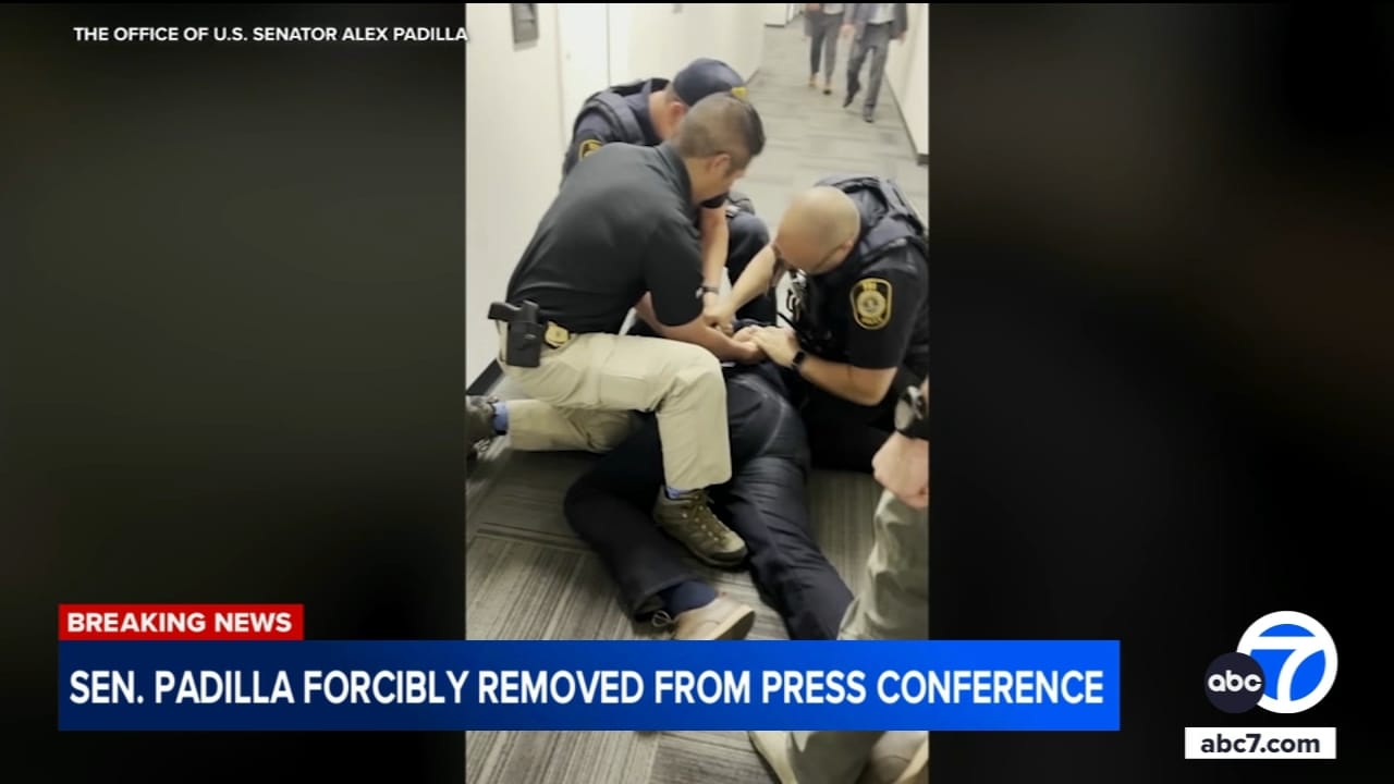 Sen. Alex Padilla forcibly removed after interrupting DHS