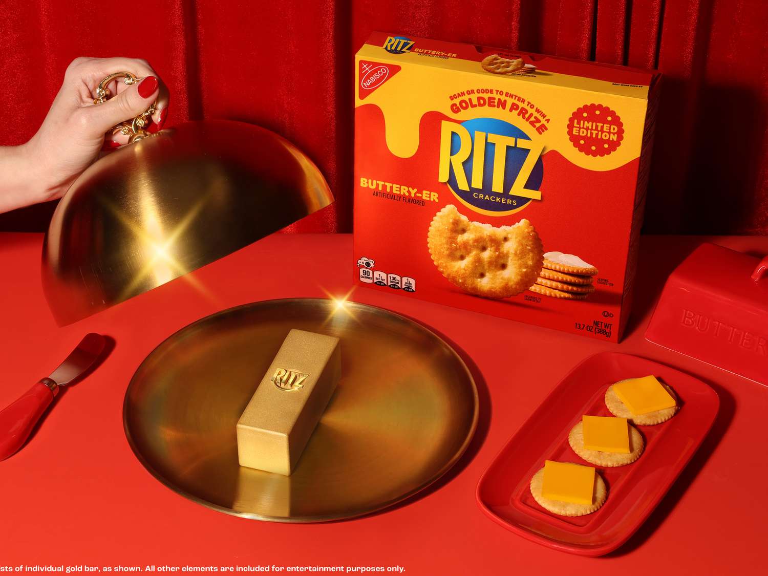 a golden Ritz Crackers with scalloped edges
