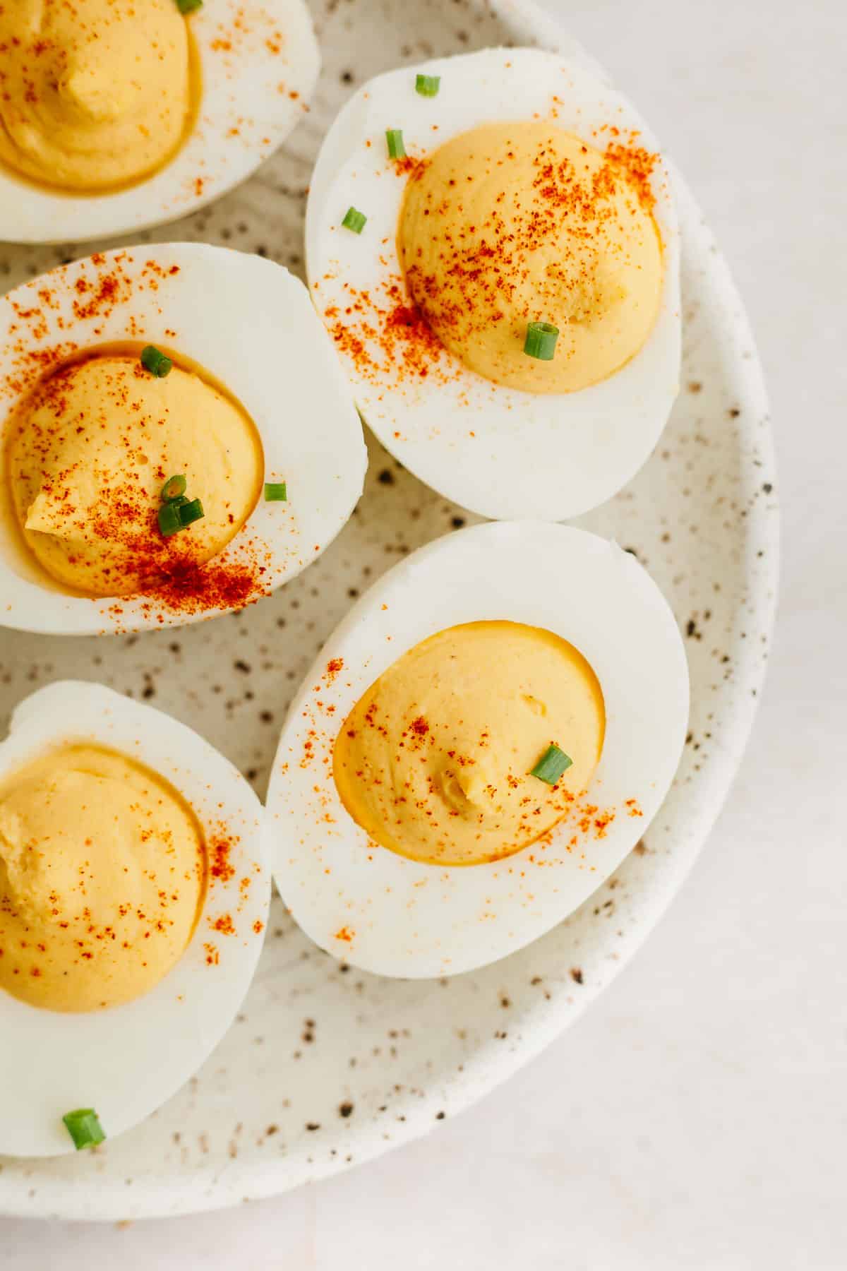 a delicious deviled eggs with paprika sprinkle