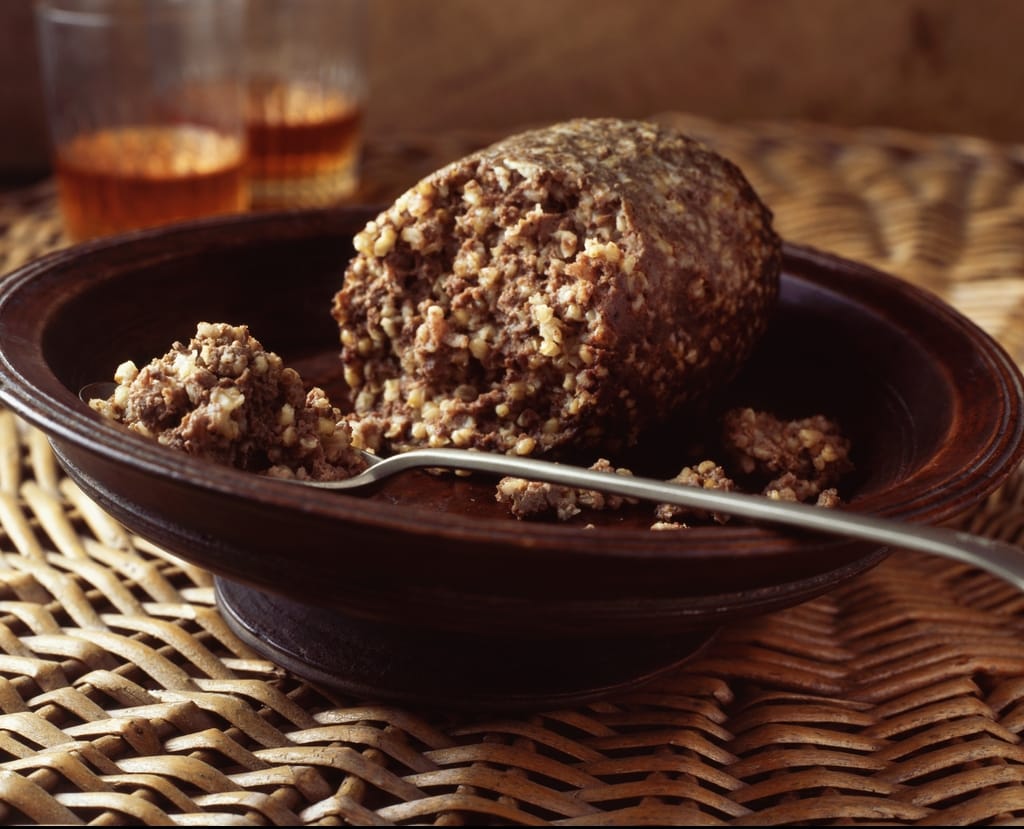 a traditional haggis with its signature casing