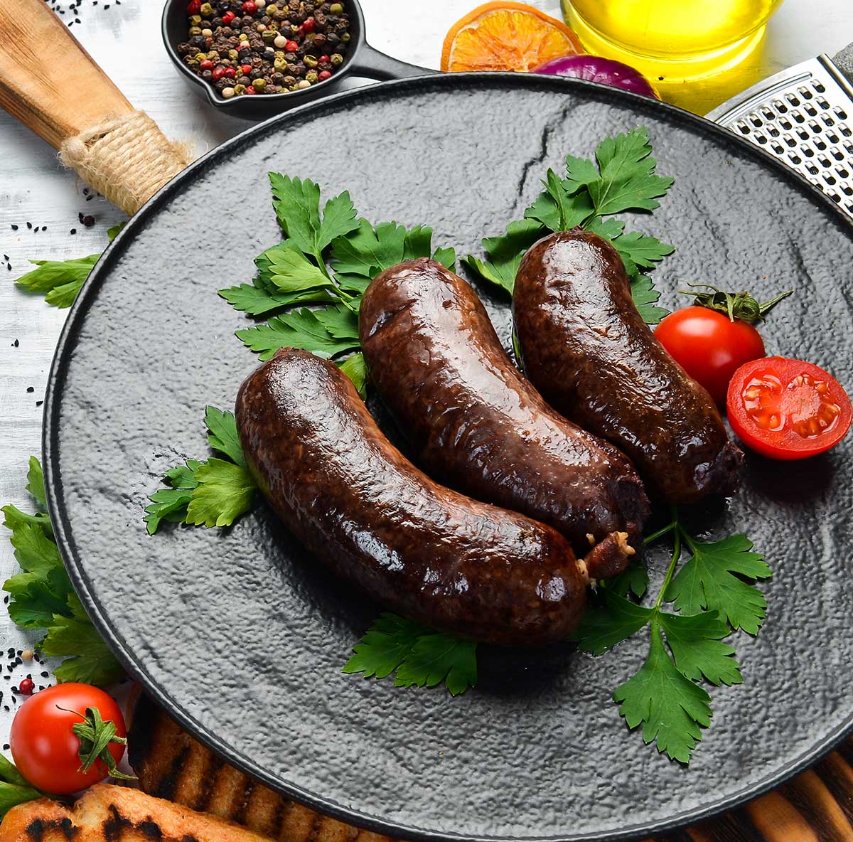 a blood sausage smoothie with recipe ingredients