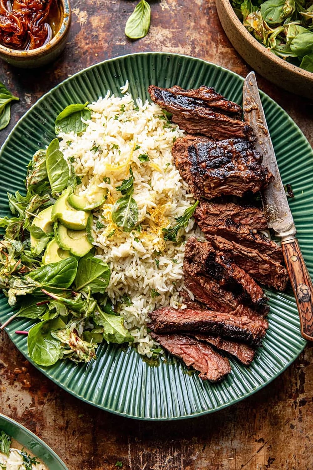 30 Minute Herby Lemon Garlic Steak and Rice