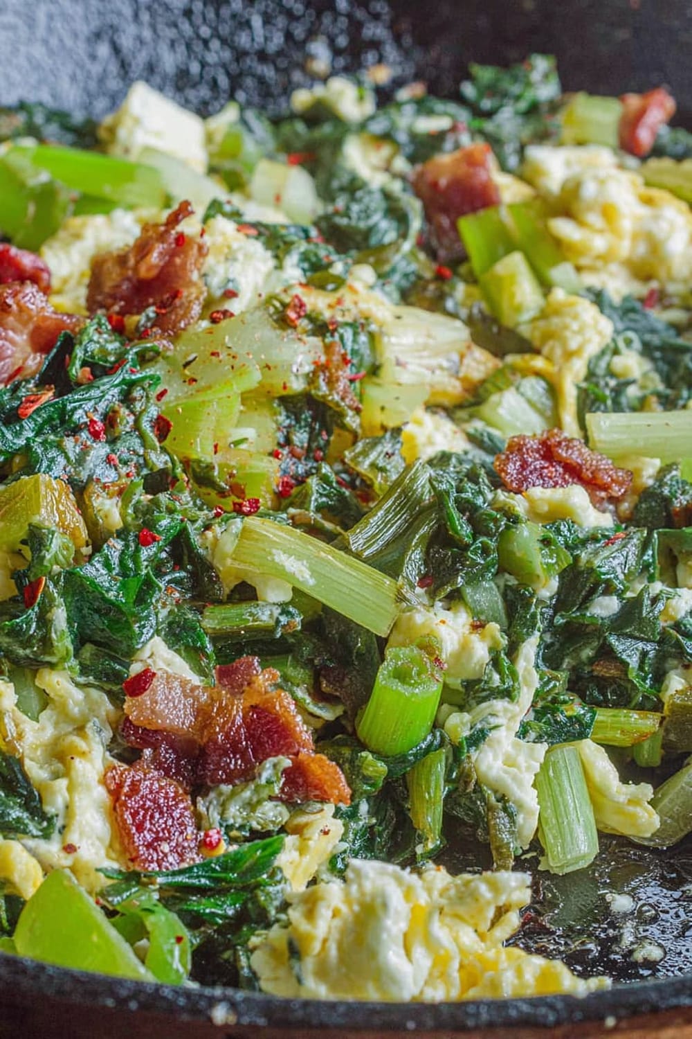 Southern-Style Polk Salad with Eggs + Bacon (Poke Salad Recipe)
