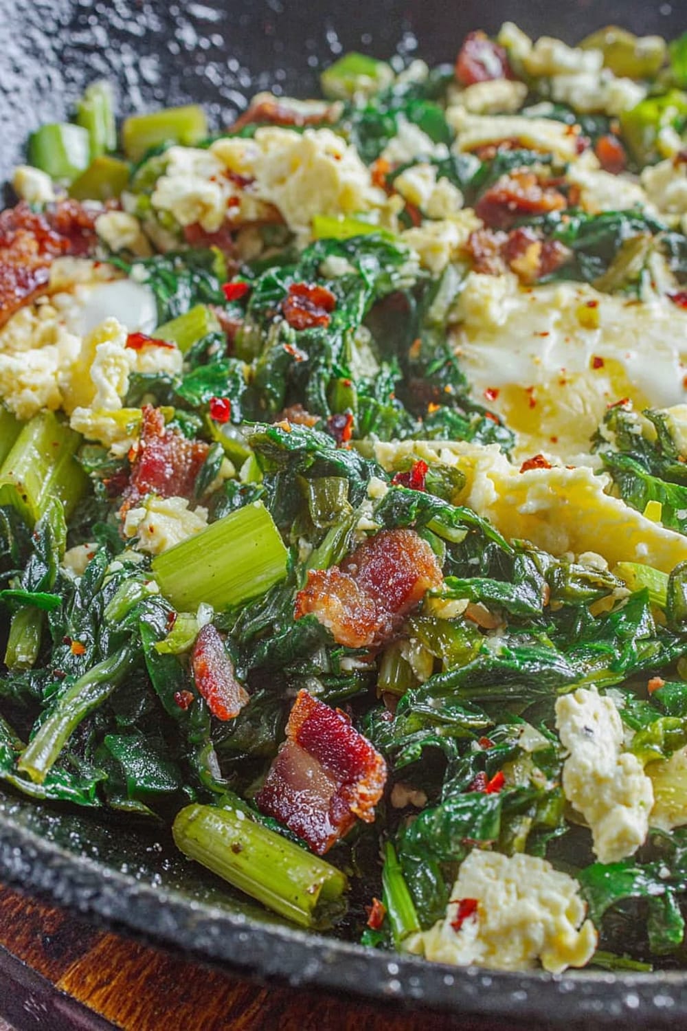 Southern-Style Polk Salad with Eggs + Bacon (Poke Salad Recipe)