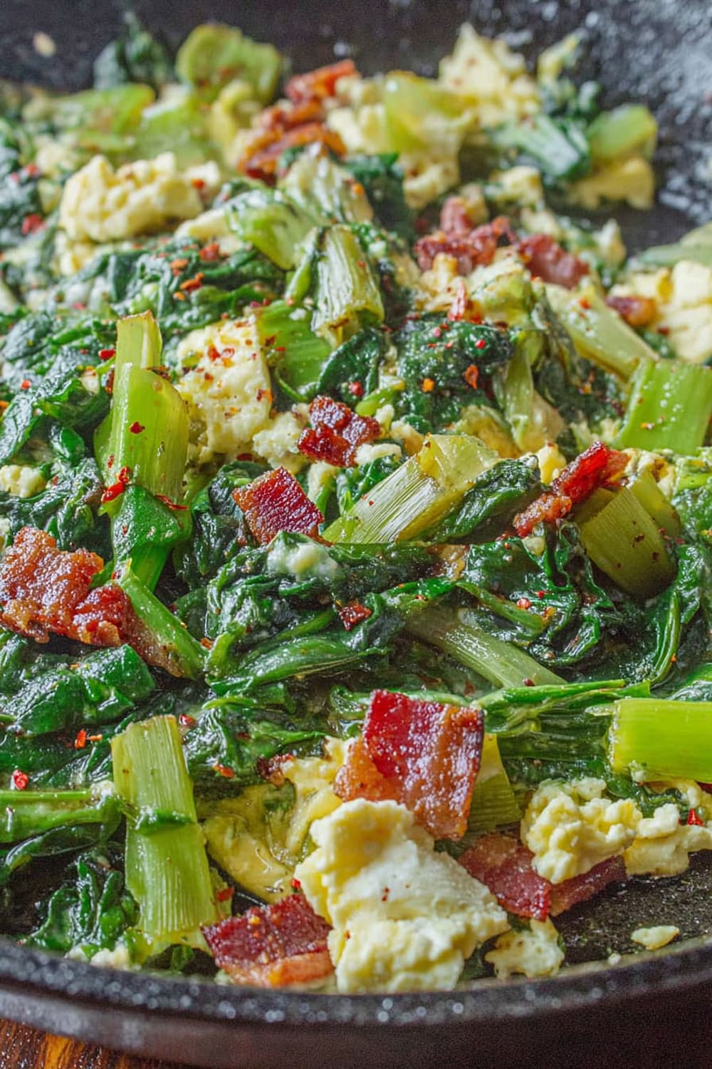 Southern-Style Polk Salad with Eggs + Bacon (Poke Salad Recipe)