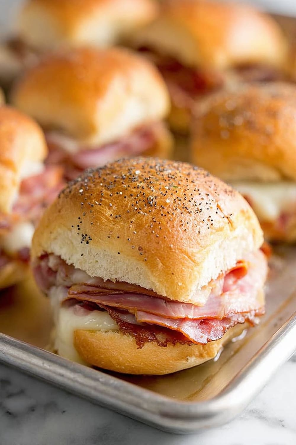 Baked Ham and Cheese Party Sandwiches with Apple Butter