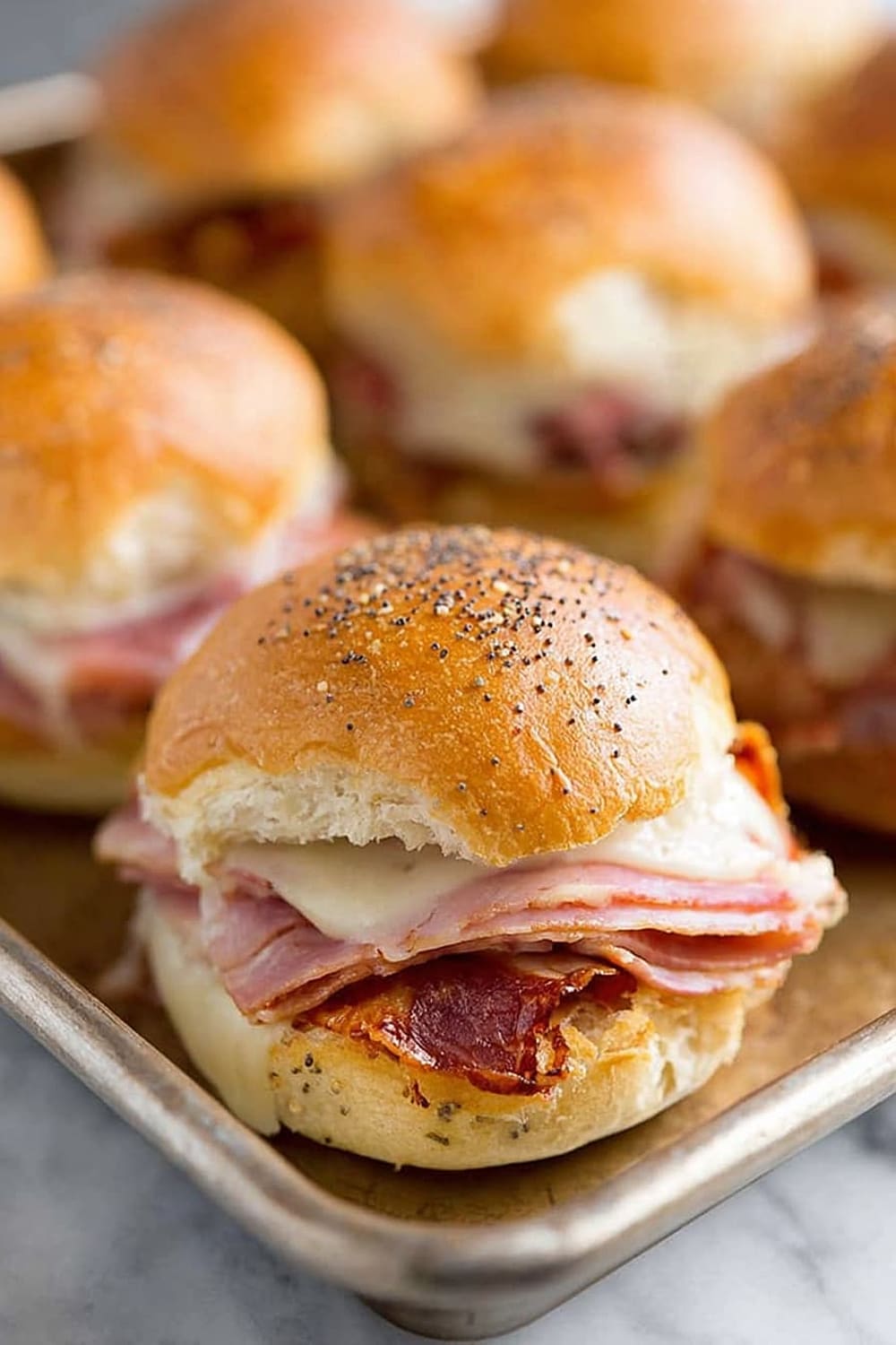 Baked Ham and Cheese Party Sandwiches with Apple Butter