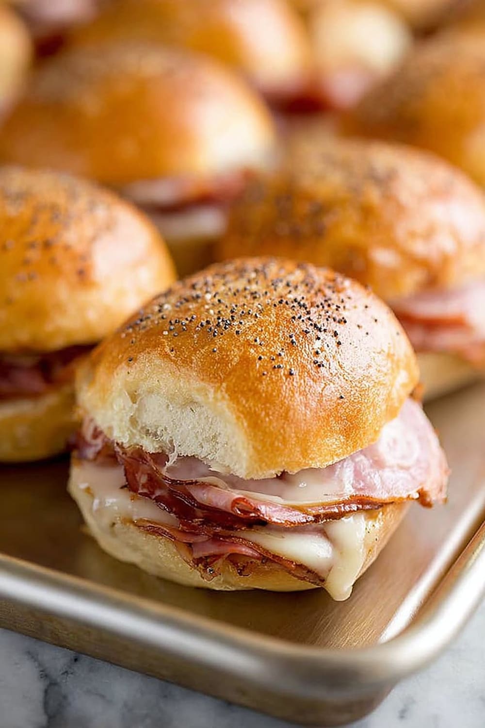 Baked Ham and Cheese Party Sandwiches with Apple Butter