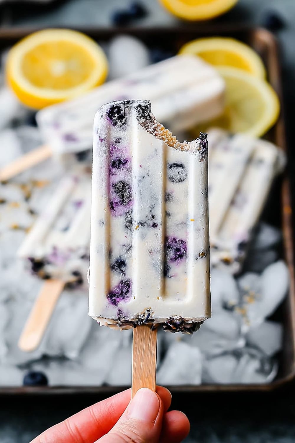 Homemade Blueberry Lavender Lemon Yogurt Ice Pops
