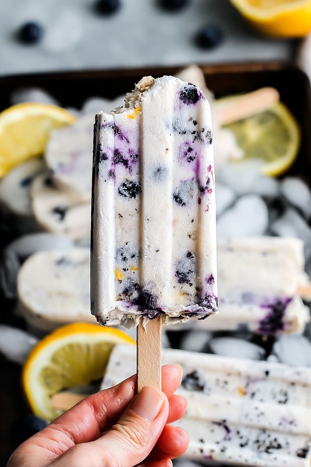 Homemade Blueberry Lavender Lemon Yogurt Ice Pops