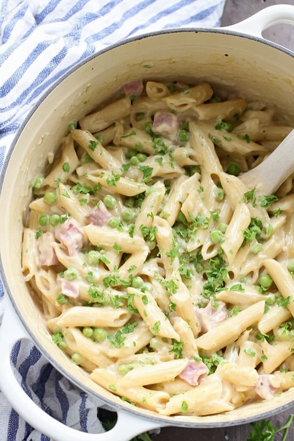 One Pot Leftover Ham and Pea Pasta