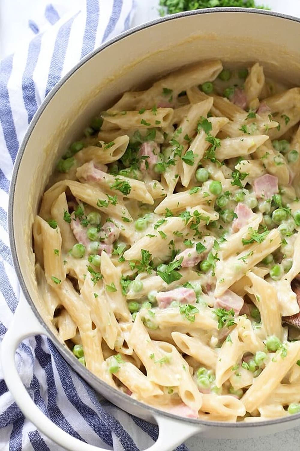 One Pot Leftover Ham and Pea Pasta