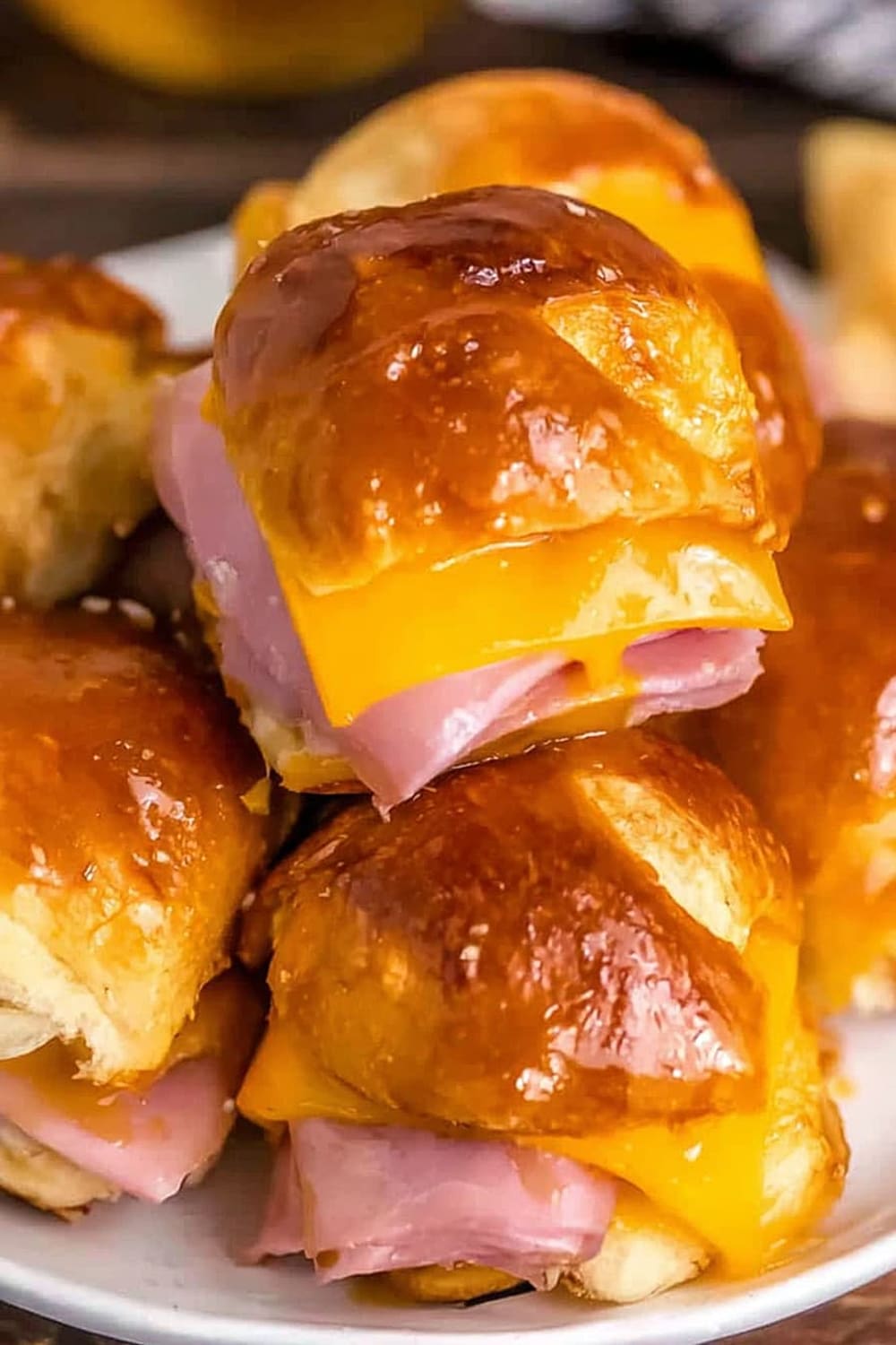 Hot Honey Mini Ham & Cheese Pretzel Sliders