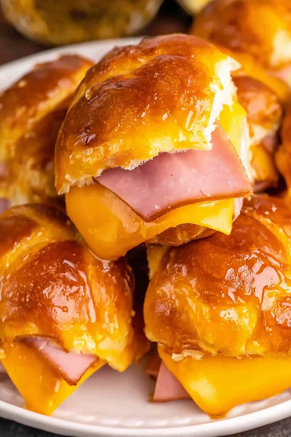 Hot Honey Mini Ham & Cheese Pretzel Sliders