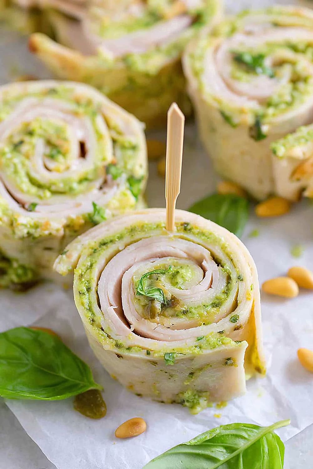 Turkey Pesto Pinwheels with Smoked Provolone