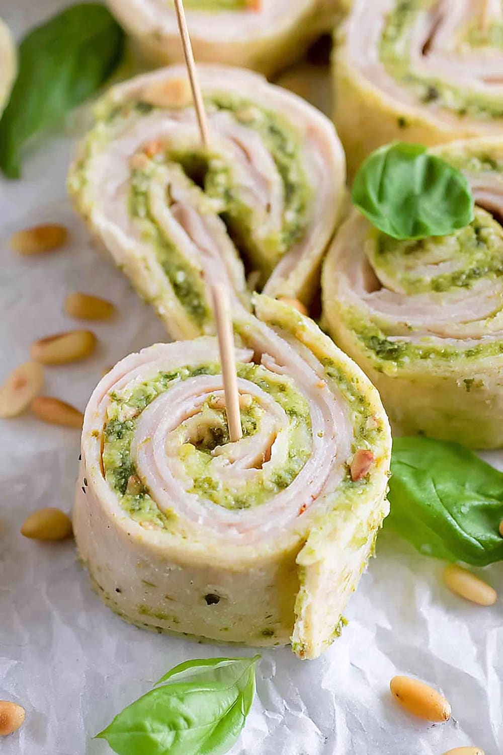 Turkey Pesto Pinwheels with Smoked Provolone