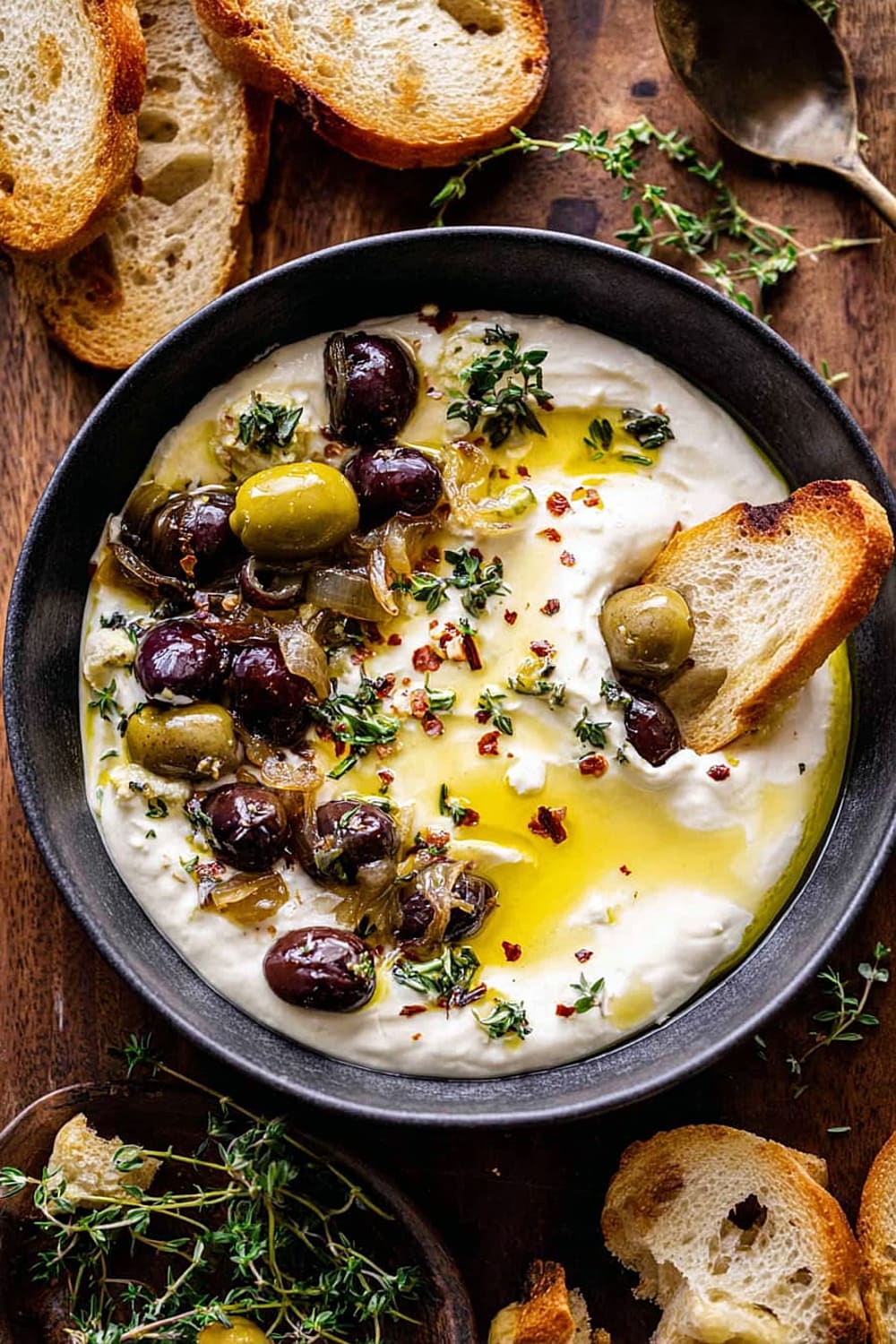 Honey Whipped Feta with Garlic Herb Roasted Olives