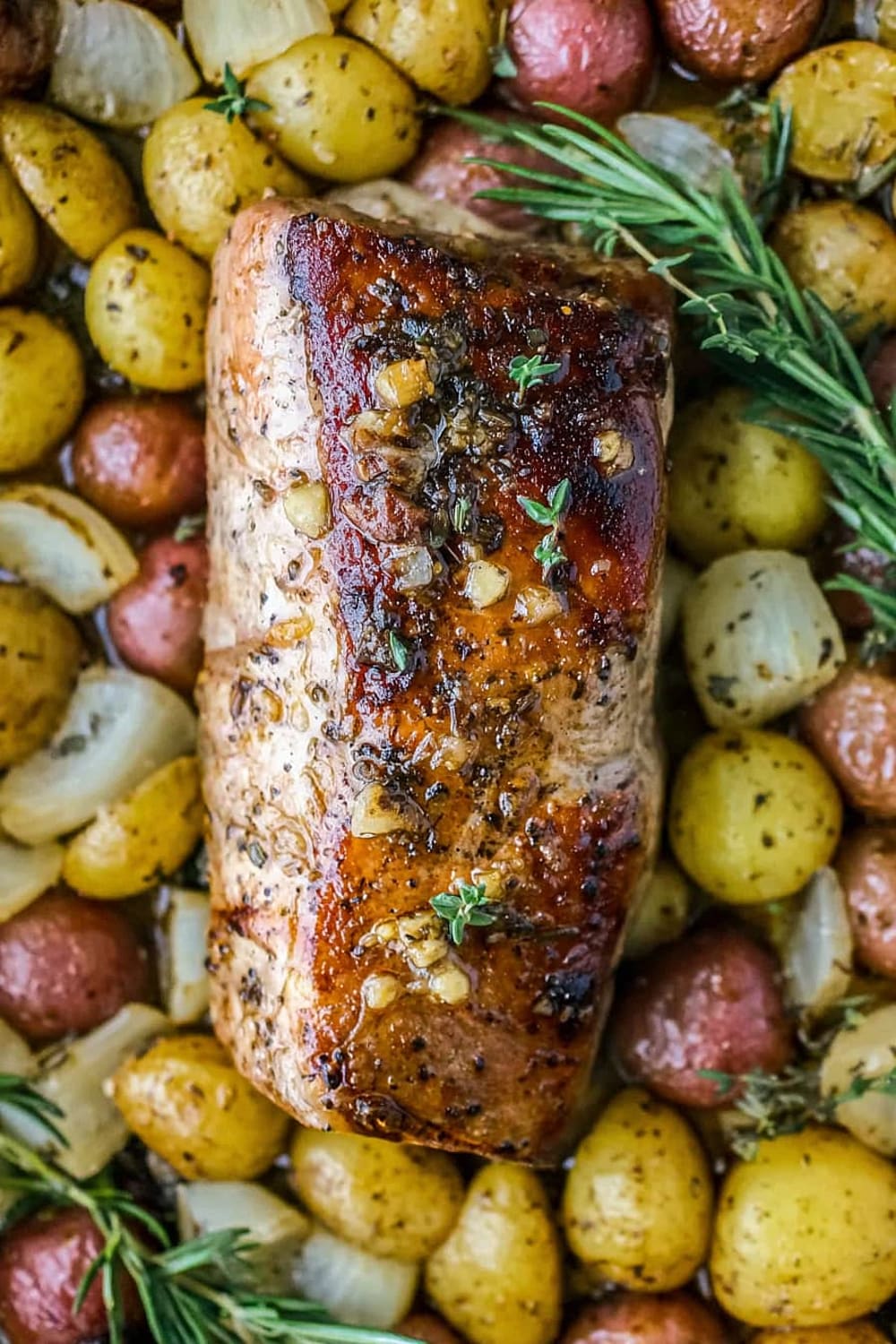 Garlic Herb Butter Baked Pork Loin and Potatoes