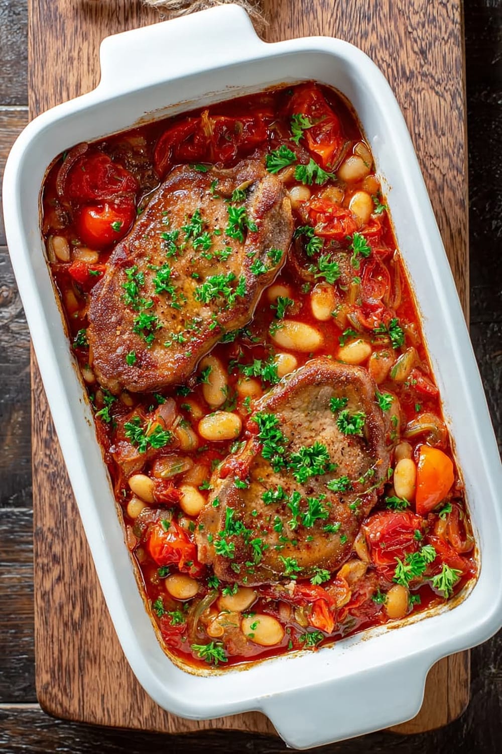 Boneless Pork Chop Casserole Recipe With Beans and Tomatoes