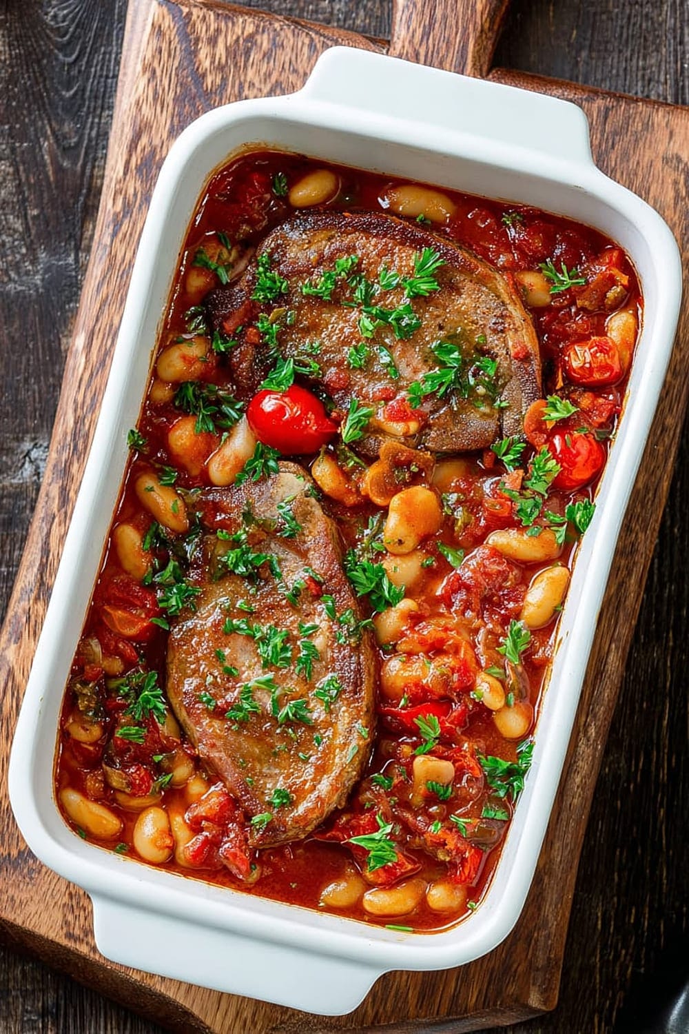Boneless Pork Chop Casserole Recipe With Beans and Tomatoes